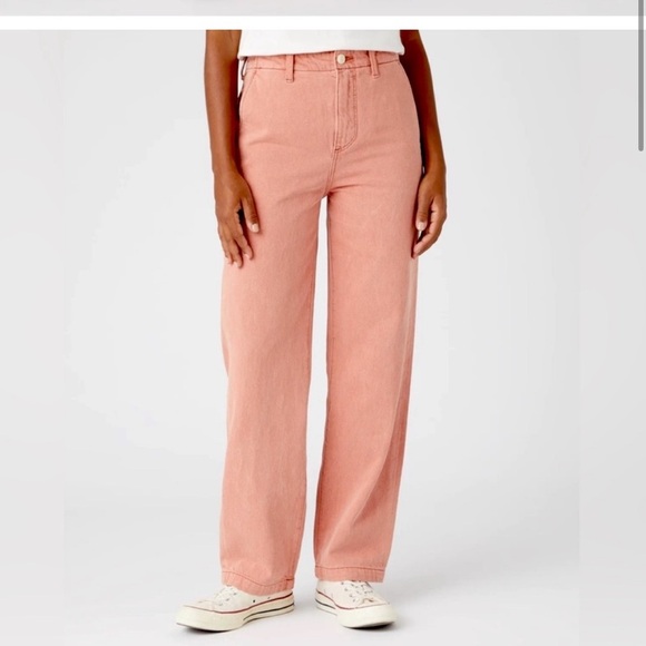 WRANGLER FREE PEOPLE PINK CHINO CASEY JONES UTILITY PANTS BOHO Y2K ANTHROPOLOGIE - Picture 4 of 14